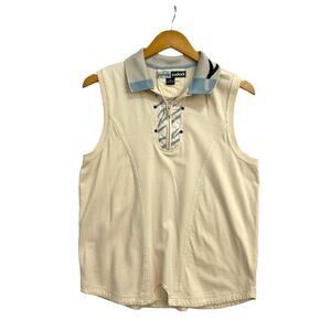 Jamie Sadock Tank Top Women's XL Beige Sleeveless Zipper Collared Golf Top